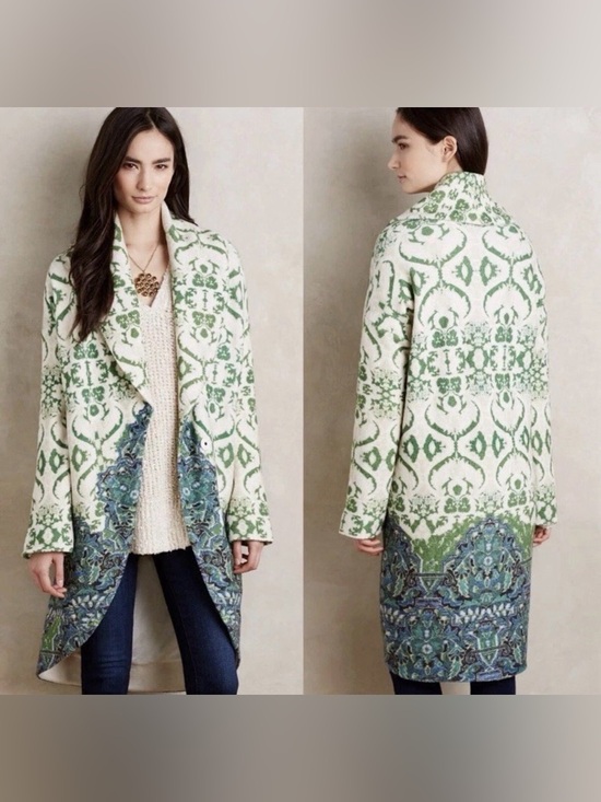 Moth Jackets & Blazers - Anthropology Women’s Moth Green Pine Sweater Coat Medium Preowned